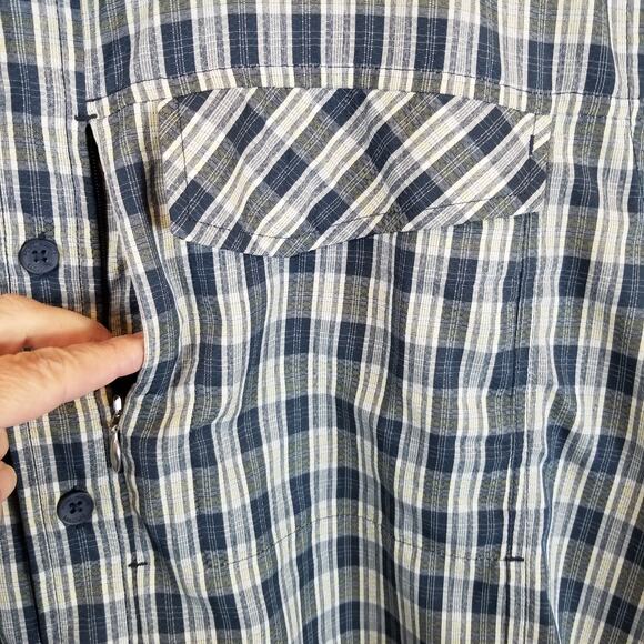 Royal Robbins Men's Insect Shield Bug Barrier Plaid Button Up Shirt Blue Large - Picture 5 of 11